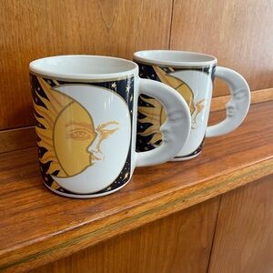 Set of 2 vintage Vitromaster Galaxy Sun moon celestial mugs